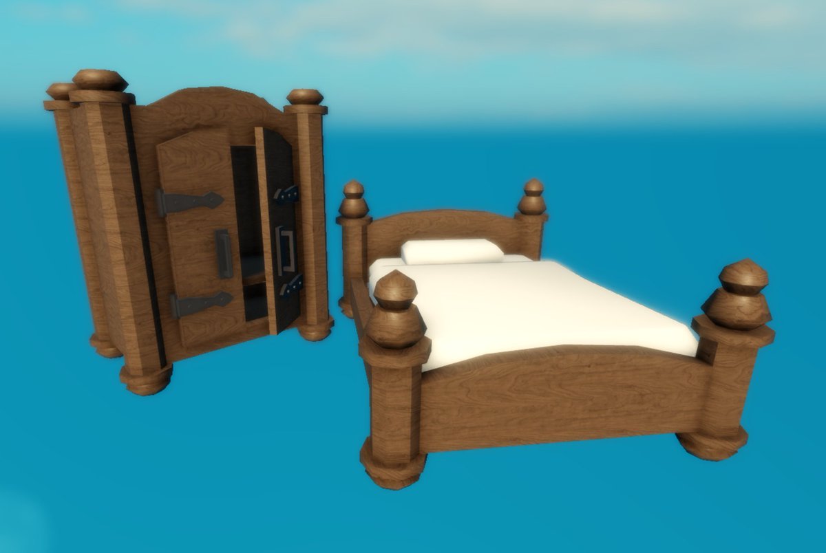 pman_n's tweet photo. made a wardrobe and bed themed for the castle, this is custom prop #50 and #51 (not including houses) ...feel pretty proud to have made over 50 props for a project, never done that before!  #Roblox #RobloxDev https://t.co/ukCkvxVmYa