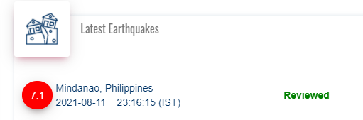 ANI's tweet photo. An earthquake with a magnitude of 7.1 hit Mindanao, Philippines at 11:16 pm on August 11: National Center for Seismology https://t.co/aaZAKbLlrq