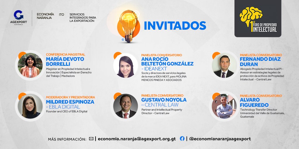 HOY 𝗙𝗼𝗿𝗼 𝗱𝗲 𝗣𝗿𝗼𝗽𝗶𝗲𝗱𝗮𝗱 𝗜𝗻𝘁𝗲𝗹𝗲𝗰𝘁𝘂𝗮𝗹, ¡Conoce cuánto vale tu creatividad, tus proyectos, tus ideas, tu empresa, tu marca! 𝗜𝗡𝗦𝗖𝗥𝗜𝗕𝗘𝗧𝗘 𝗔𝗤𝗨𝗜́: bit.ly/FOROPI #Agexport #ExportaTuTalento #EconomíaNaranja