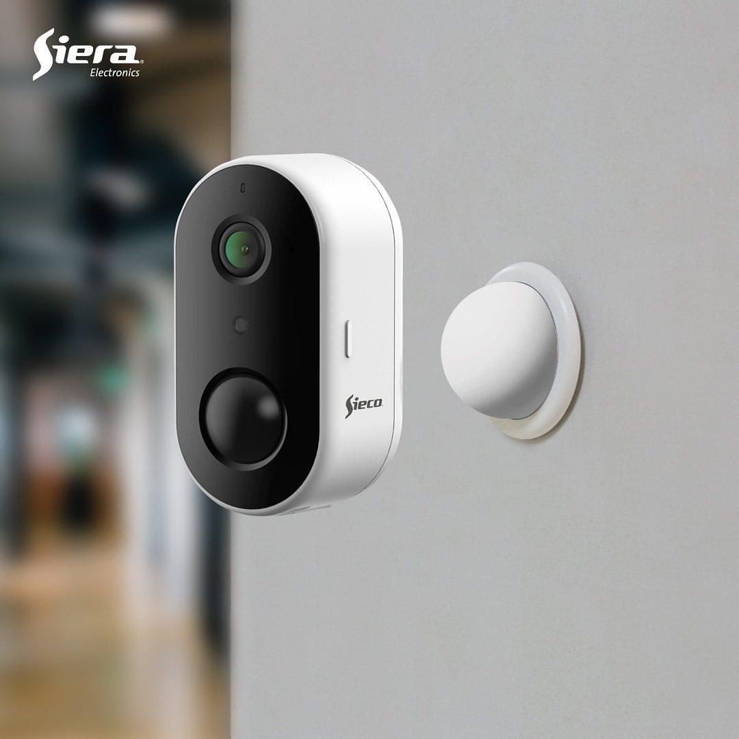 La cámara S46 de la linea Sieco, Full HD, wifi, a prueba de agua, con imagen de calidad de día y de noche, Cuenta con un accesorio imantado, para que donde lo coloques a ese accesorio, la cámara se imante y así  instalarla con la inclinación y orientación  que ustedes quieran
