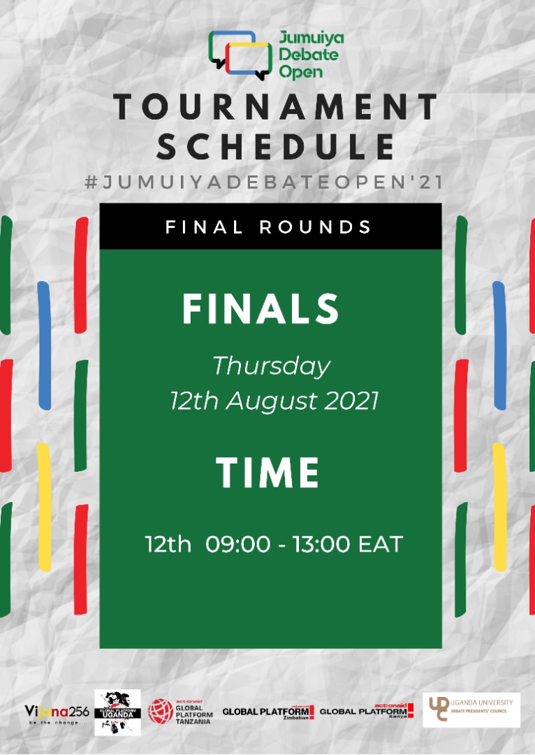 Vijana256's tweet photo. Finals of the 2021 #JumuiyaDebateOpen  '21 are underway with a number of teams that qualified from the semi finals.
Log in via the link below on discord https://t.co/0RwRicDT4M
#JumuiyaDebateOpen'21 https://t.co/E0qpPRfVTT