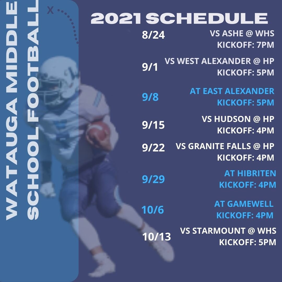 Watauga Middle Athl. on Twitter "Middle school football schedule