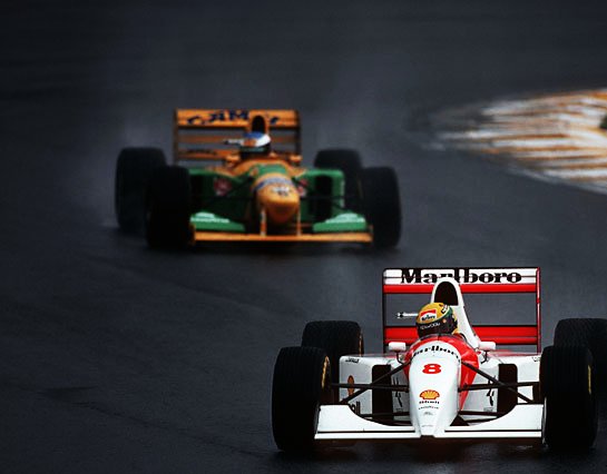 F1Design2's tweet image. Ayrton Senna and Michael Schumacher.