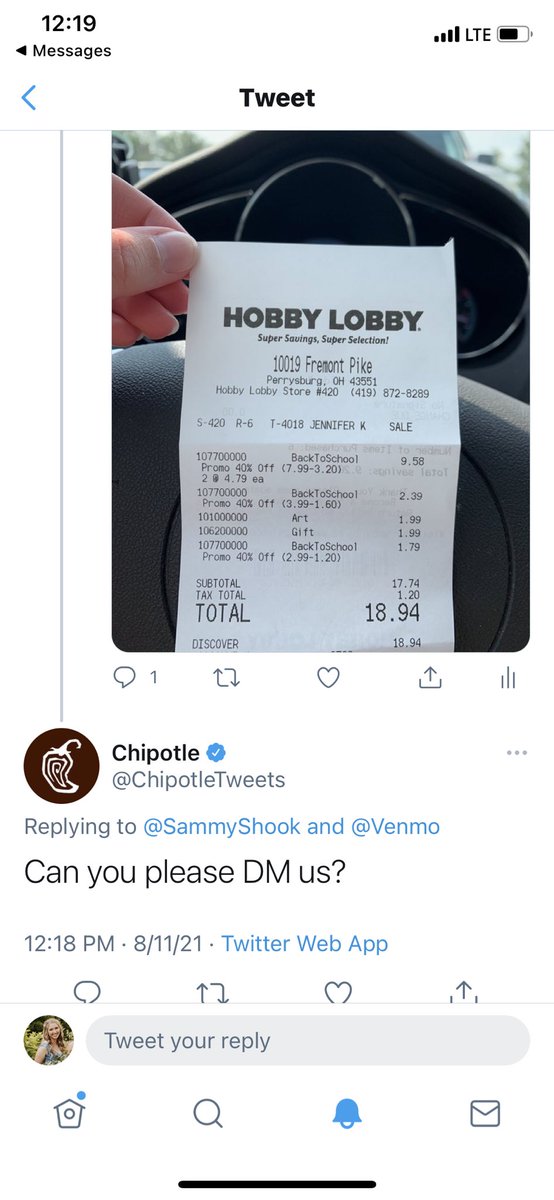 SammyShook's tweet photo. Thank you @ChipotleTweets for paying for my school supplies!! 👩‍🏫🍎✏️ you guys are awesome!! https://t.co/xStWnQqgs4