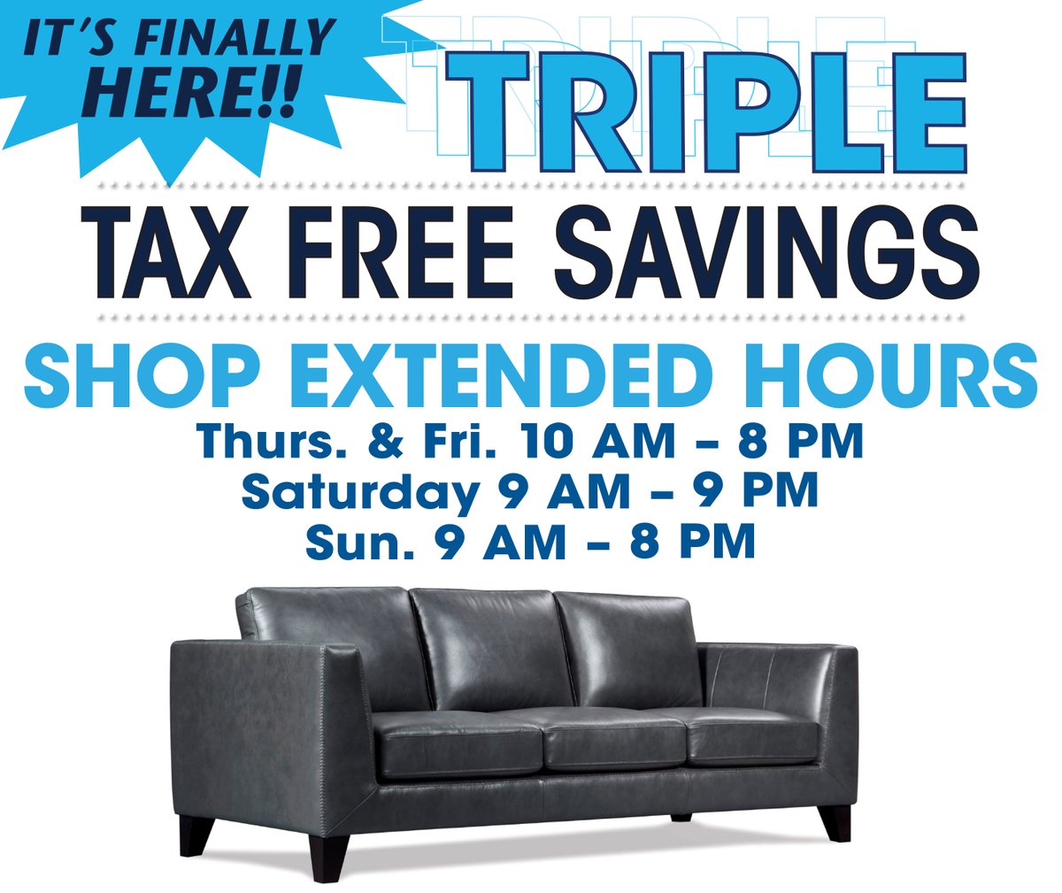 This weekend is TAX FREE Weekend! Come in and save! We've extended our hours, so don't miss it!