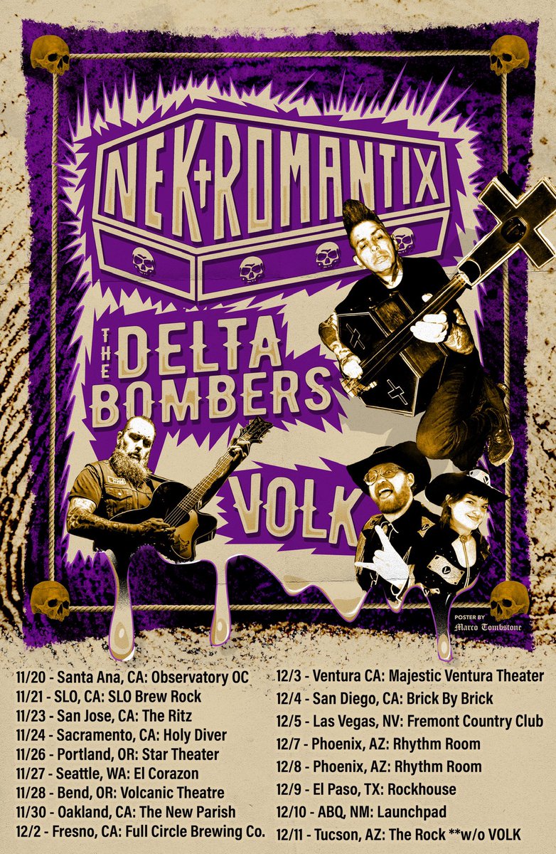 Just Announced!!! @nekromantix_official @thedeltabombers @volk_band !! 
Onsale this Friday! 
#AtomicMusicGroup #AMG #Nekromantix #TheDeltaBombers #volk #volkband