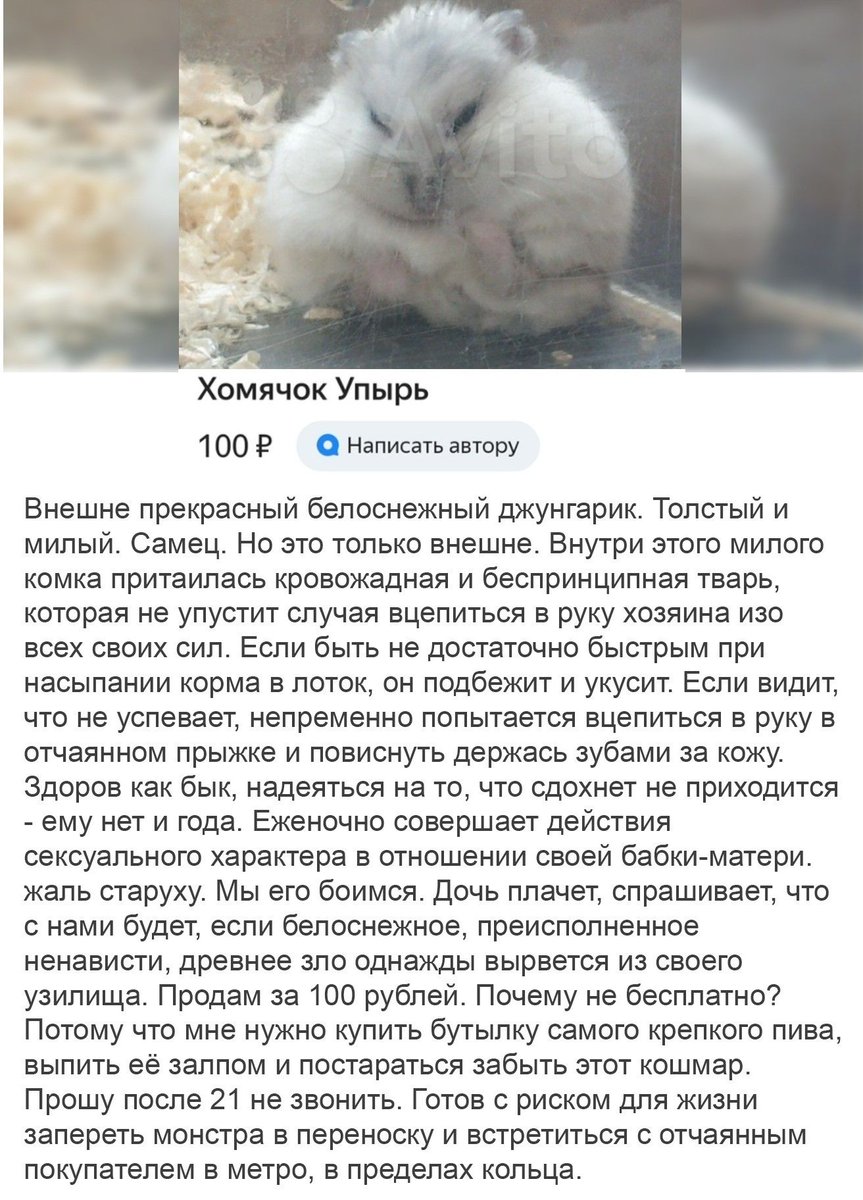 Не объявление, а крик души