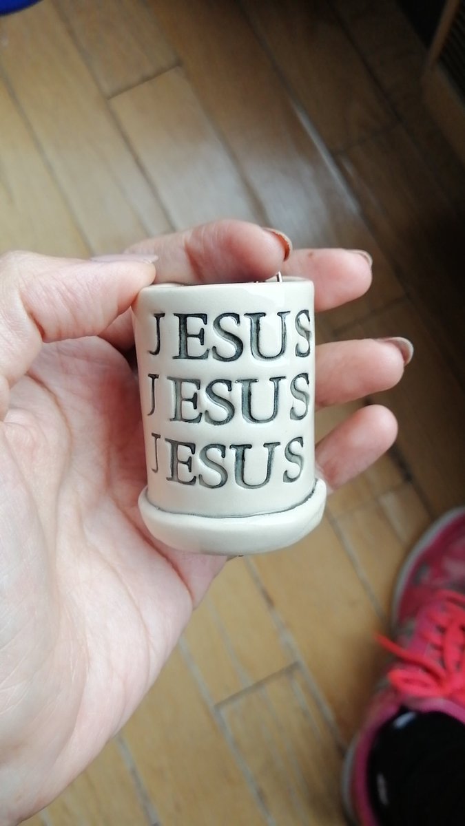 Folklorette's tweet photo. @ohfolkthat Proof that we bonded over Jesus, Jesus, Jesus! Katie got me this shot glass as a Christmas present to commemorate that moment ❤️ https://t.co/9f4PxTQMZZ