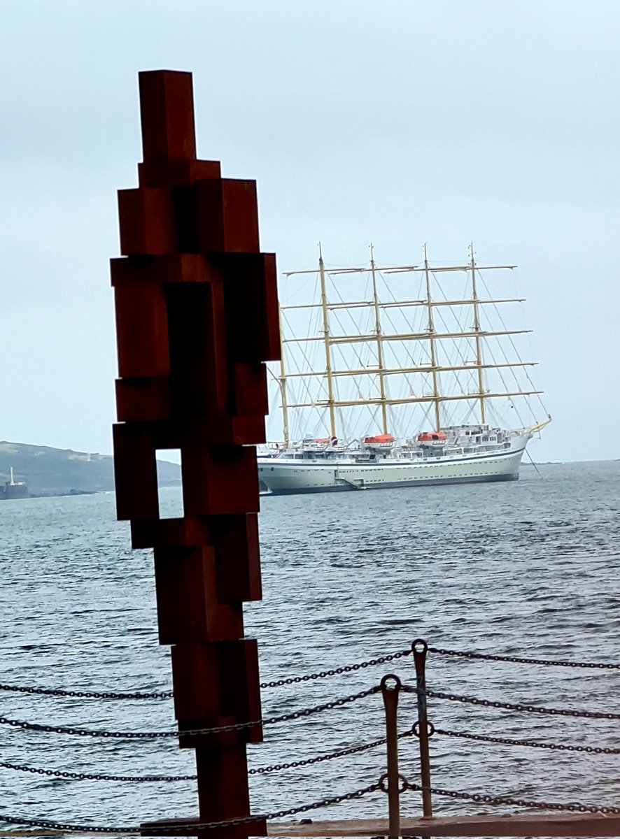DougKer39026136's tweet photo. You can never take enough 📸⚓ of the wonderful #GoldenHorizon @TradewindVoyage anchored in #Plymouth today #SeeGolden https://t.co/GkCrRDu3W5