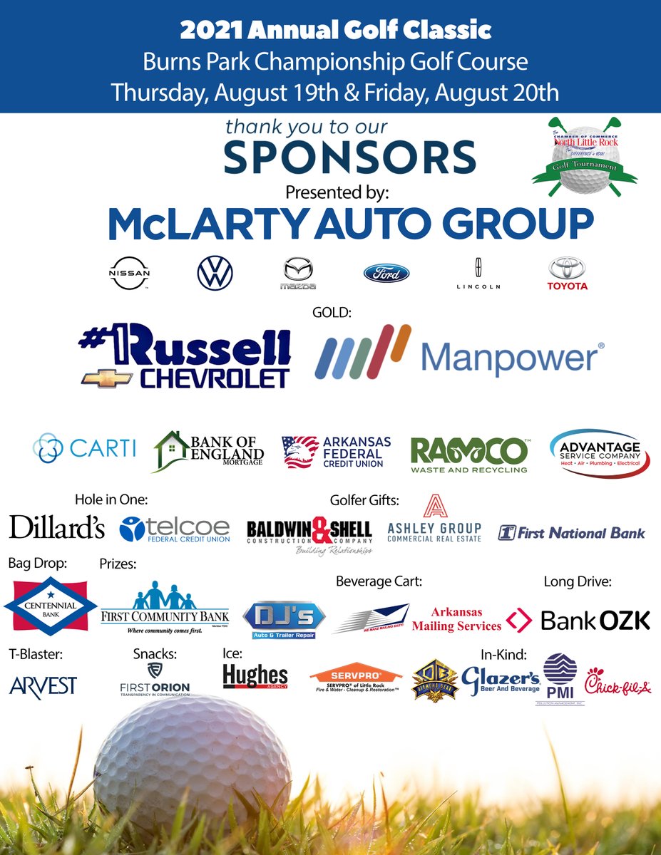 We would like to thank our AMAZING sponsors for this year's Annual Golf Classic!  Your contributions are greatly appreciated and we look forward to having a blast next week!  Bring your best golf game and let's have some fun in the sun!