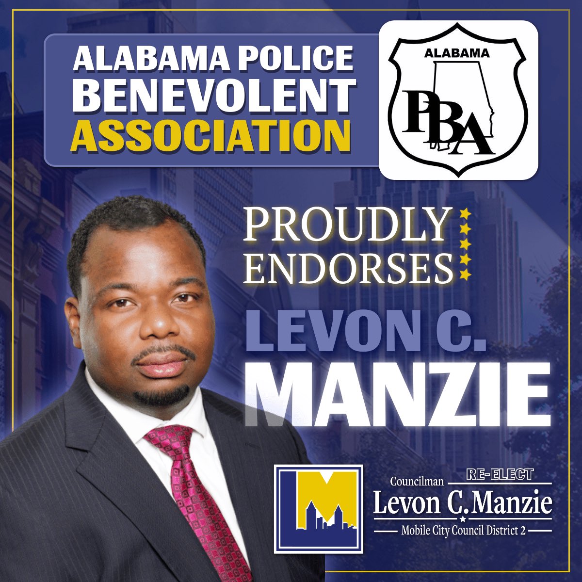 *** ENDORSEMENT ***

I’m proud to announce my endorsement by the members of the Alabama Police Benevolent Association. I want to say thank you to all of our local police officers  who serve so valiantly everyday, as this support holds great value to me. 

#ManzieWorksForMe