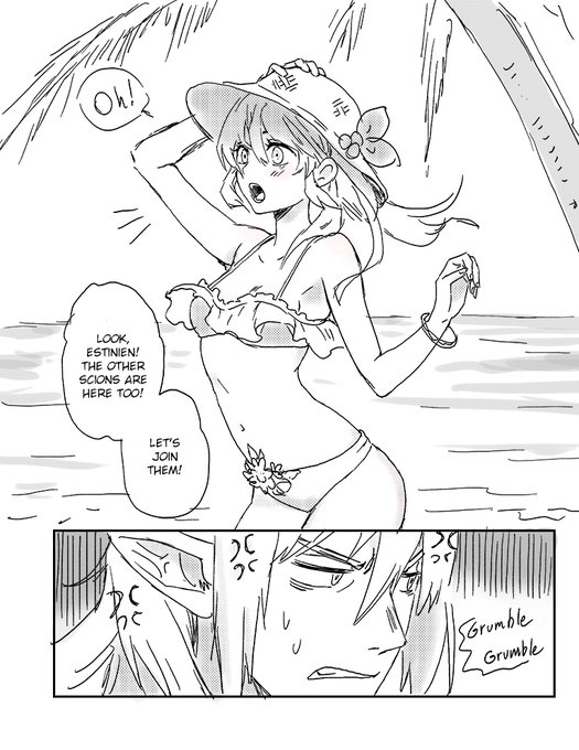 🏖️🌞Just a silly Bellstinien interaction... Because I really wanted to draw Bell in a cute swimming suit! ☺️💗
#FFXIVART #FF14 #Bellstinien #Estinien 