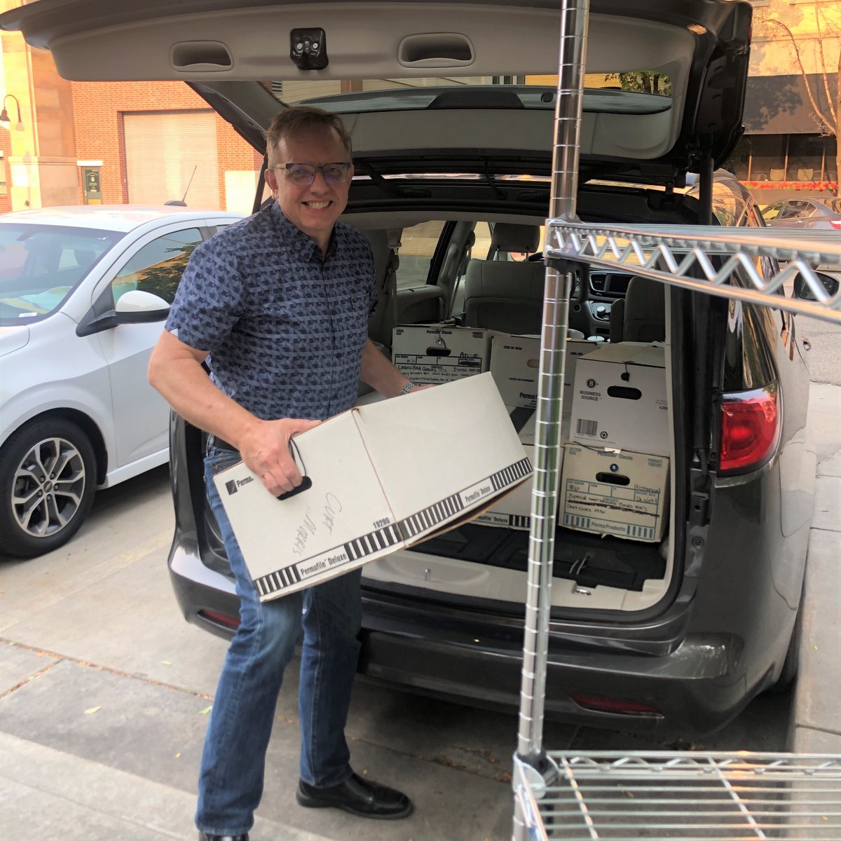 UtahArchives's tweet photo. Our Local Gov team has been busy! Archivist Alan and RIM Specialist Heidi visited @TooeleCity for a transfer of city records. One box was labeled "valuable"—we're excited to crack it open and see what's inside! Thanks to @TooeleCity for help in preserving this valuable history! https://t.co/TTuBY1gIpP