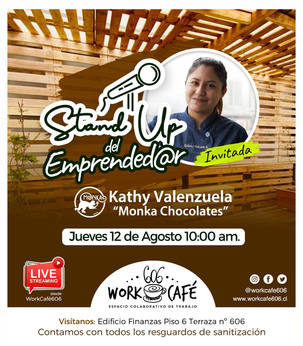 workcafe606's tweet photo. ESPACIO COLABORATIVO DE TRABAJO ☕️🪴🚀♻️📹💻
Este jueves 12 de agosto desde las 10:30 desarrollaremos un nuevo capítulo del STAND UP DEL EMPRENDEDOR, presencial en nuestra terraza con aforo limitado te esperamos. Además súmate a la transmisión en vivo en nuestro Facebook #Iquique https://t.co/js1ZgX4oK6