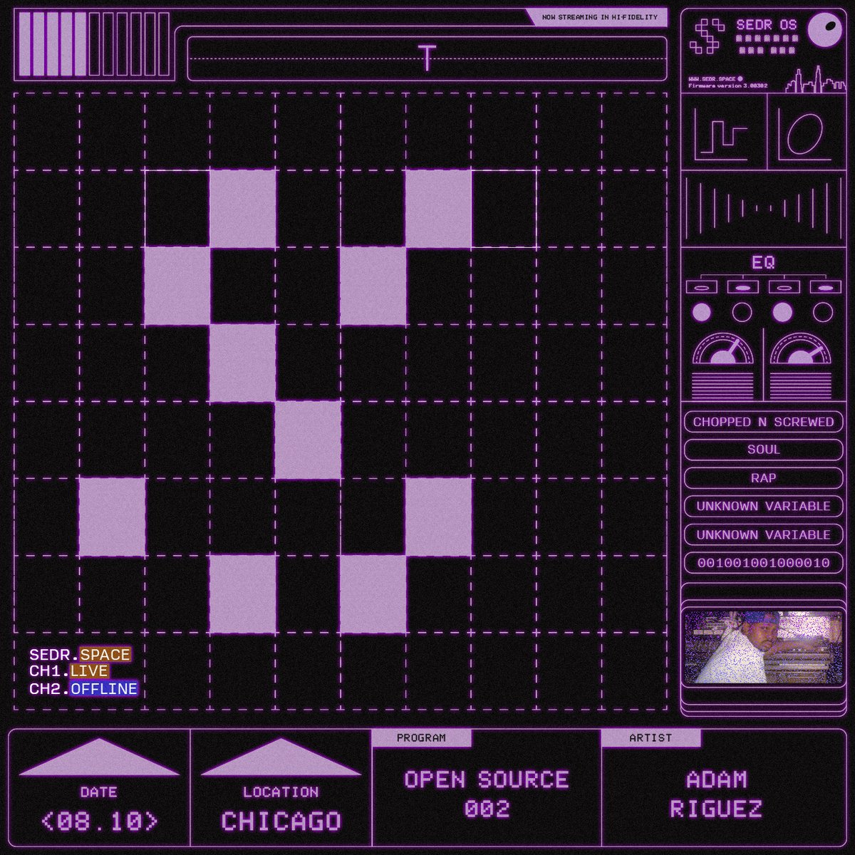 SEDRBASE's tweet image. Now Archived: Open Source 002 w/ @adamfromthe8 

A chopped and screwed soul set.
Now playing.
sedr.space/programs/open-…