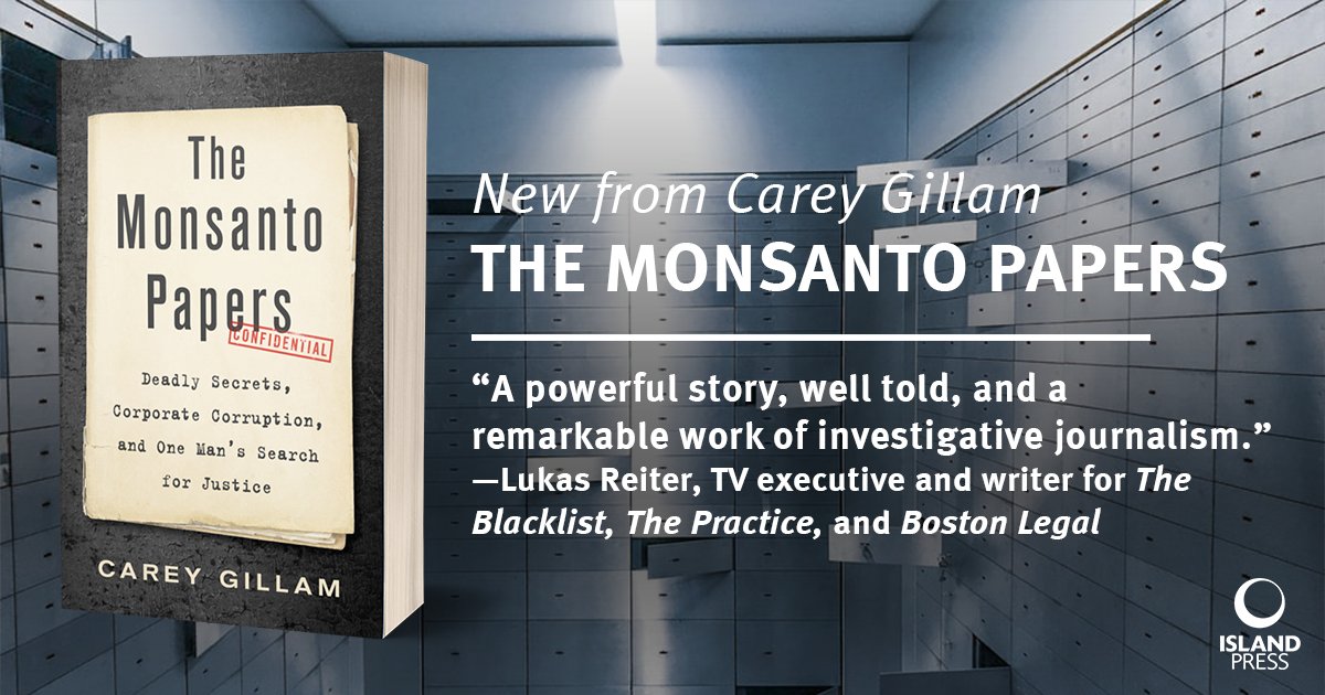 careygillam's tweet image. Want to get behind the scenes of the court cases bringing @Bayer to its knees & driving the decision to stop selling Roundup to consumers? Check out The Monsanto Papers. So many crazy plot twists & intriguing characters I knew I had to write it all down! islandpress.org/books/monsanto…