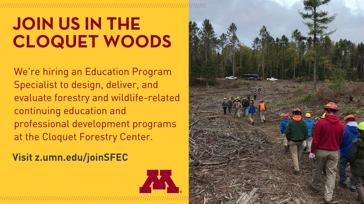MNForestEd's tweet photo. We're hiring! Seeking a new natural resource education program specialist. We've got a great team and would love you to join us. https://t.co/yMyE5sBllf https://t.co/3nsEDAkEwO