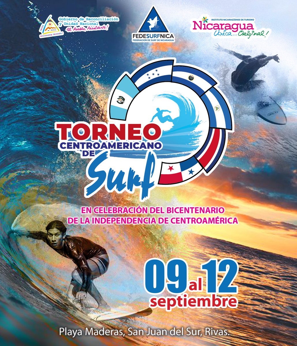 letsknownic's tweet photo. Nuevamente nuestras hermosas playas se visten de gala para recibir el Torneo Centroamericano de Surf, el cual se llevará acabo en Playa Maderas, San Juan del Sur, así lo anunció la Federación de Surf de Nicaragua e INTUR

🏄🇬🇹🇭🇳🇸🇻🇳🇮🇨🇷🇵🇦 🏄‍♀️
#ConozcamosNicaragua  #SurfCA200 https://t.co/OIaNOotUEc