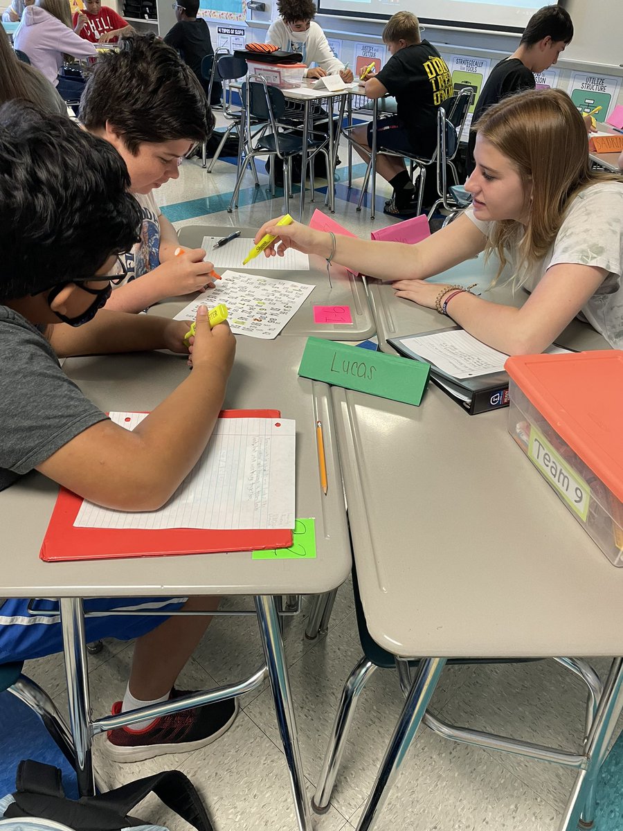Math students actively working on a team building task!