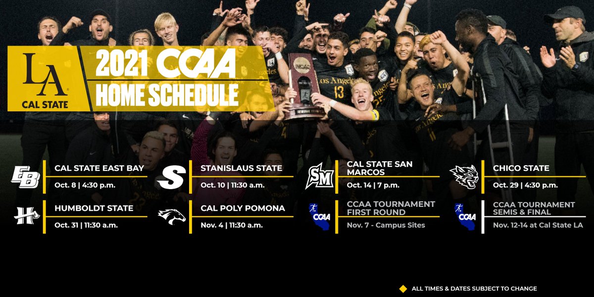 goccaa's tweet photo. In 2019, @LAGoldenEagles made it all the way to the #D2MSOC championship match &amp; they'll look to build on that performance in '21. 

Catch them at University Stadium on these dates, including the #postCCAAson men's soccer tourney Nov. 12-14 >>> https://t.co/H0J13rXaTv