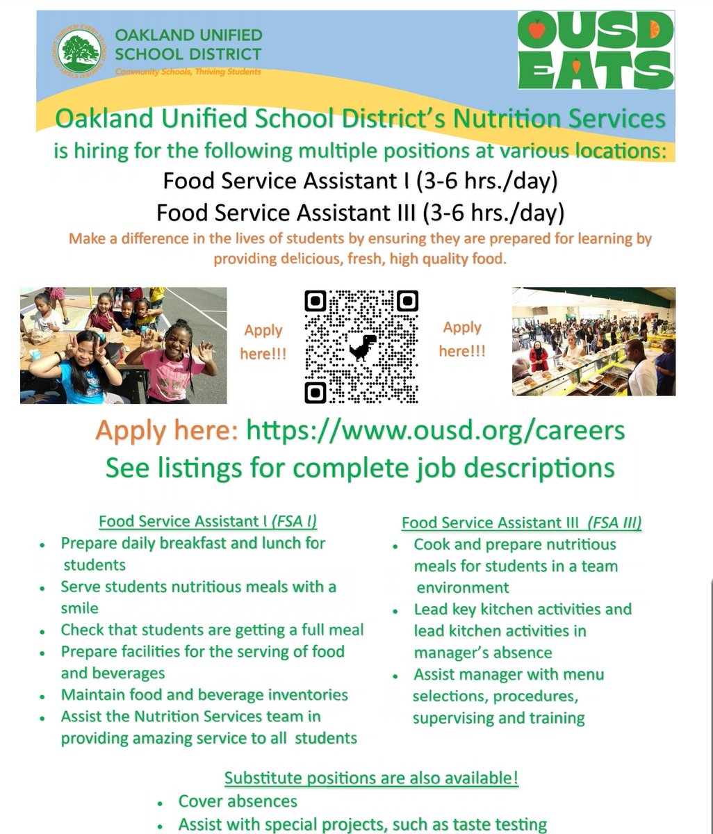 UAOSOakland's tweet photo. Please share and re-tweet for anyone looking for employment. #ousd #Oakland https://t.co/9HsFebl11a