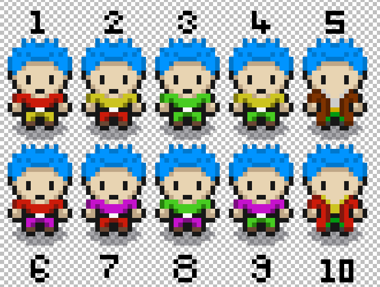 EdDenGaming's tweet photo. So, I'm running with the new blue hair.
But which outfit or colour combo is best?
The two on the far right are trench coat inspired.
Thoughts welcome!
#indiedev #indiegames #pixelart #indiegamedeveloper #legendsoftynedale https://t.co/Qv2bt3kg5X