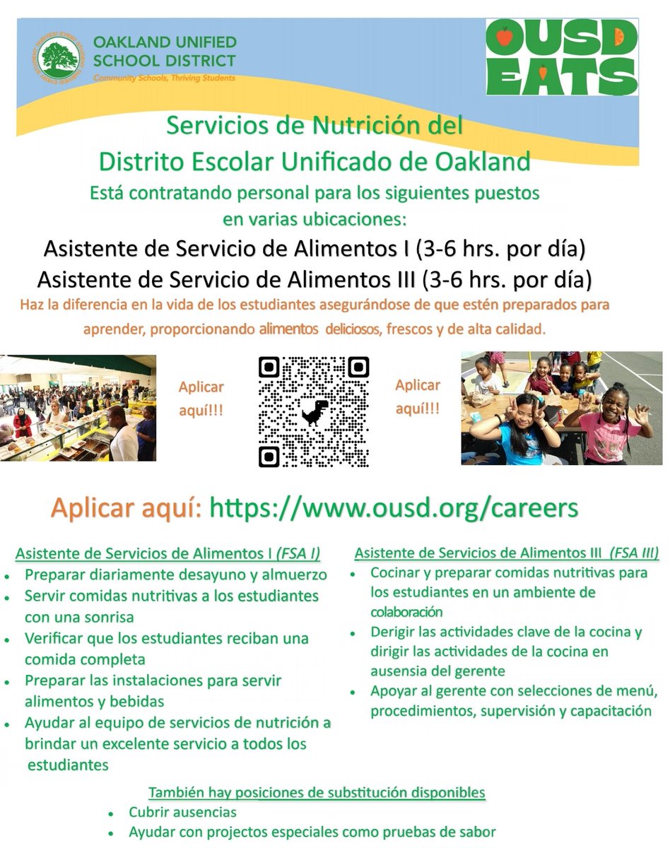 UAOSOakland's tweet photo. Please share and re-tweet for anyone looking for employment. #ousd #Oakland https://t.co/9HsFebl11a