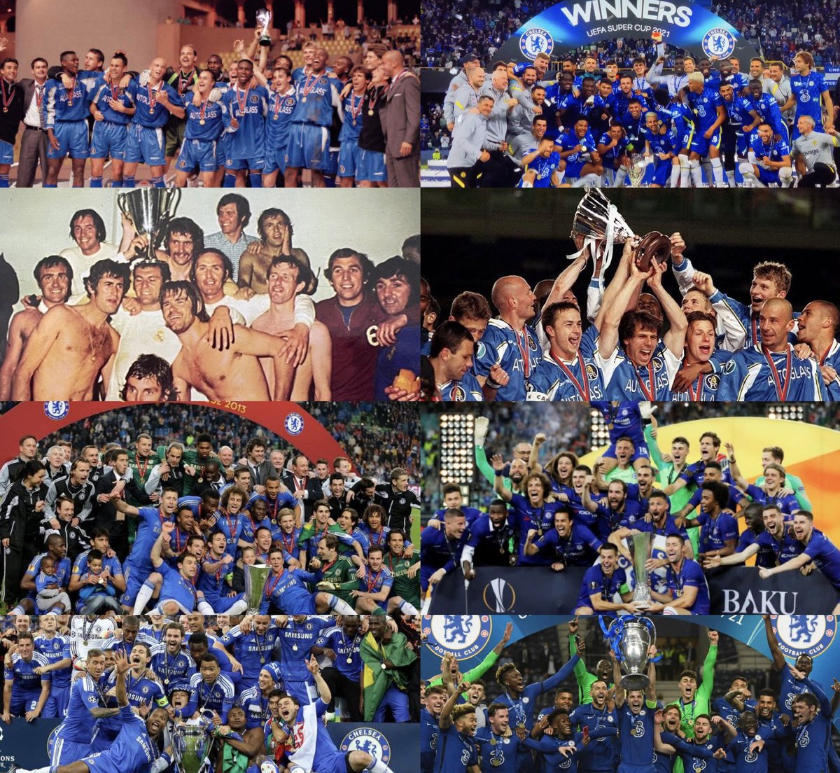Chris Wright ๐ด๓ ง๓ ข๓ ฅ๓ ฎ๓ ง๓ ฟ (@chriswrightzz) on Twitter photo Chelsea are the first team in football history to win all 4 major European trophies twice.
๐ Monaco โ98
๐ Belfast โ21
๐ Athens โ71
๐ Stockholm โ98
๐ Amsterdam โ13
๐ Baku โ19
๐ Munich โ12
๐ Porto โ21
#SuperCup #ECWC #UEL #UCL
#KingsOfEurope ๐ด๓ ง๓ ข๓ ฅ๓ ฎ๓ ง๓ ฟ Chelsea are the first team in football history to win all 4 major European trophies twice.
๐ Monaco โ98
๐ Belfast โ21
๐ Athens โ71
๐ Stockholm โ98
๐ Amsterdam โ13
๐ Baku โ19
๐ Munich โ12
๐ Porto โ21
#SuperCup #ECWC #UEL #UCL
#KingsOfEurope ๐ด๓ ง๓ ข๓ ฅ๓ ฎ๓ ง๓ ฟ
