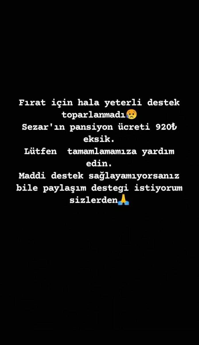 ‼‼‼ACİL DESTEK ‼‼‼
15 agustosta bu eksigi kapatmamiz lazim sesimiz olun lutfen bir kahve parası bile bizim icin cok onemli 5 tl 10tl az demeyin bu canlar icin 1 kurus bile cok kiymetli😭😭😭