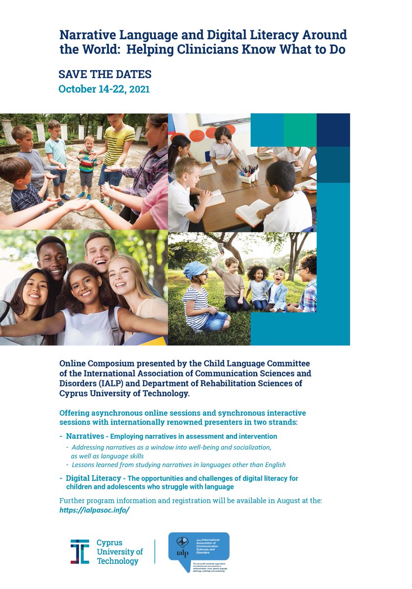 Dr Marleen Westerveld (@mwslp) on Twitter photo Date claimer! 14-22 Oct online composium: Narrative Language and Digital Literacy Around the World - by <a href="/IALP_Global/">IALP</a> CLC members: ialpasoc.info/committees/chi… Registration AU$10-20 coming soon. <a href="/SLPeeps/">SLPeeps</a> <a href="/SpeechMary/">Mary Claessen</a> <a href="/nickolanelson/">Nickola Nelson</a> <a href="/Renagalway/">Rena Lyons</a> <a href="/JelenaKuvac/">Jelena Kuvac</a> <a href="/JohannaEinarsd1/">Johanna Einarsdottir</a> RT pls! Date claimer! 14-22 Oct online composium: Narrative Language and Digital Literacy Around the World - by <a href="/IALP_Global/">IALP</a> CLC members: ialpasoc.info/committees/chi… Registration AU$10-20 coming soon. <a href="/SLPeeps/">SLPeeps</a> <a href="/SpeechMary/">Mary Claessen</a> <a href="/nickolanelson/">Nickola Nelson</a> <a href="/Renagalway/">Rena Lyons</a> <a href="/JelenaKuvac/">Jelena Kuvac</a> <a href="/JohannaEinarsd1/">Johanna Einarsdottir</a> RT pls!