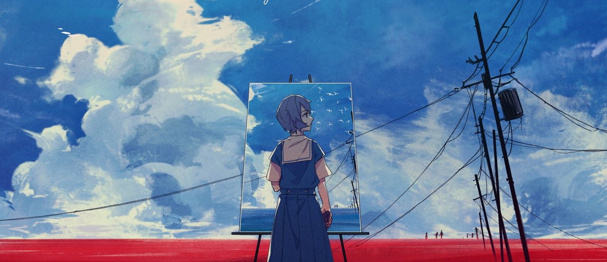 Аянами рей арт. Рея в небе. Облака евангелион. Рея в небе. Рея планета.