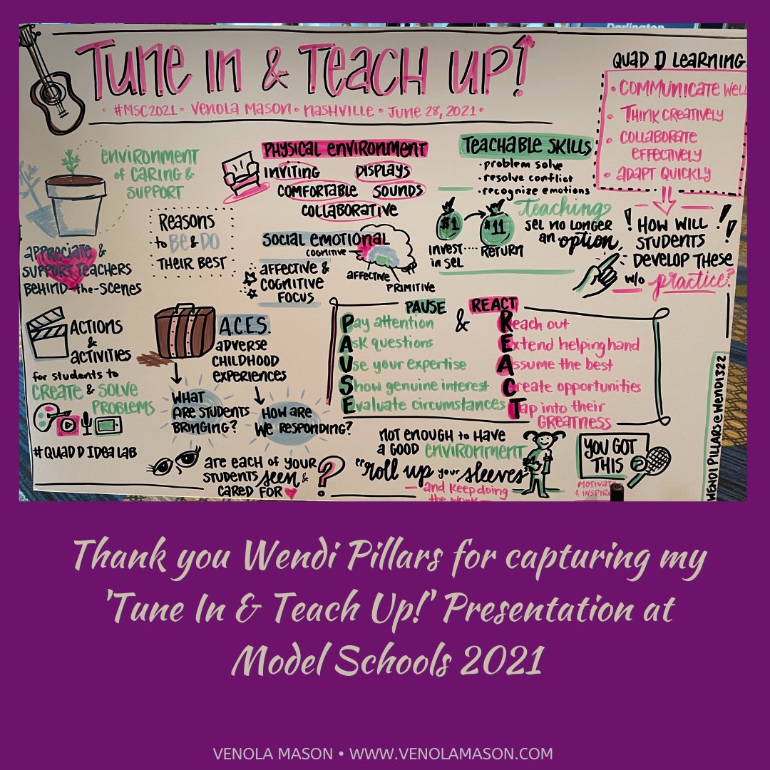 MasonVenola's tweet photo. Wendi Pillars @wendi322 utilized a technique called #sketchnoting to capture my presentation. - This technique is a great tool to use for comprehension and retainment.
#quadDidealab #msc2021 #TeachUp #SEL #TeachUp! #leadered @HMHco #BlendedLearning https://t.co/qrXFFjvO4C