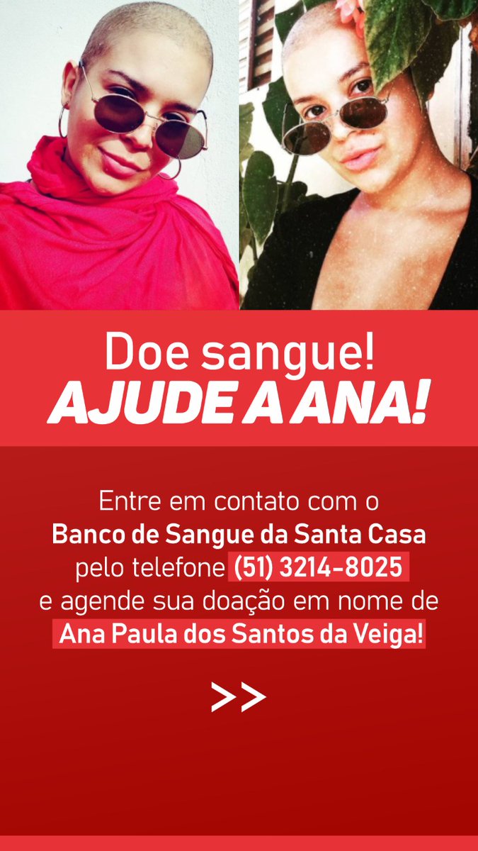 cinemalessa's tweet photo. DOAÇÃO DE SANGUE PARA A ANA 

Pessoal, estamos conseguindo muita doação, mas os médicos pediram para continuar reforçando que mais pessoas doem pois eles utilizam uma quantidade maior de plaquetas para ela, devido a leucemia.

Doem sangue. Salvem minha amiga! https://t.co/BGsy3UCpHE