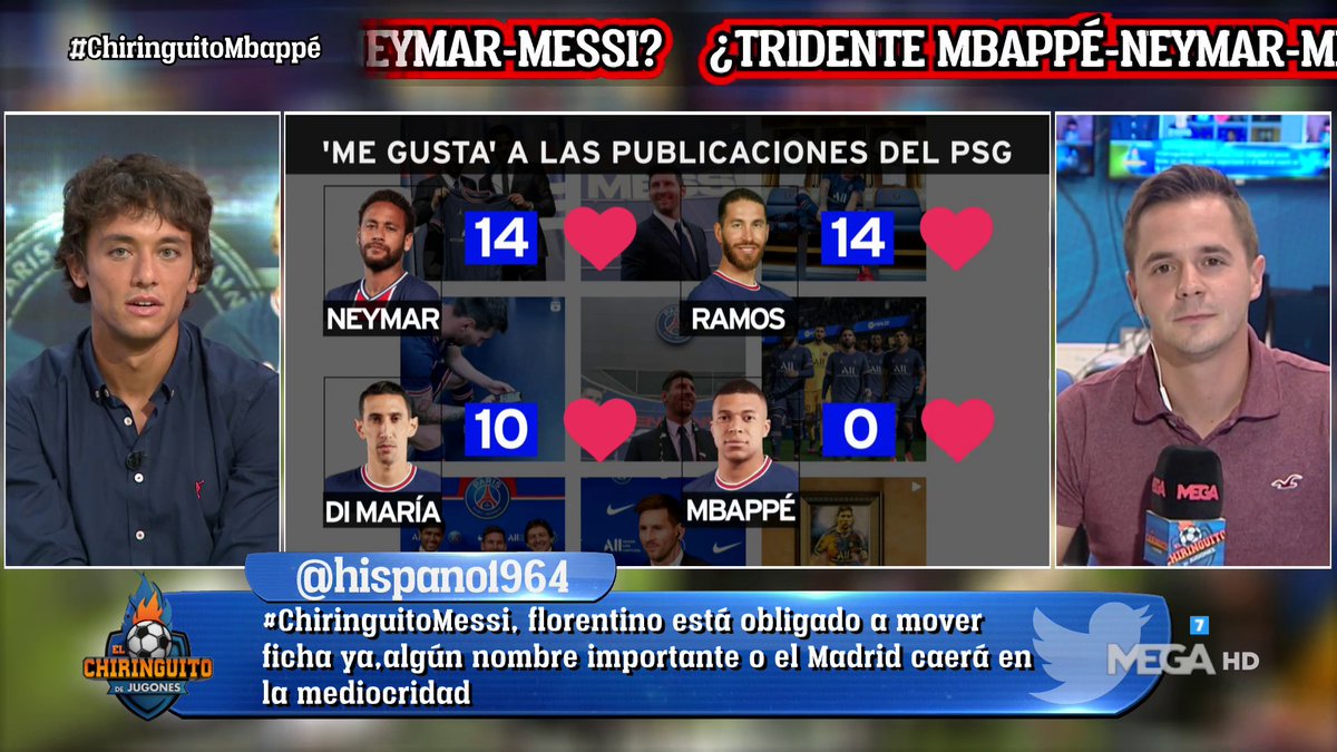 💥¡DEMOLEDOR!💥

😳MBAPPÉ 'IGNORA' el fichaje de MESSI en redes sociales... ¡0 LIKES en 20 publicaciones! 

Nos lo cuenta @msalvanes_ en #ChiringuitoMbappé