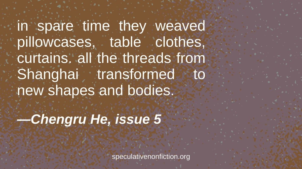 in spare time they weaved pillowcases, table clothes, curtains. all the threads from Shanghai transformed to new shapes and bodies.

—Chengru He, in SN issue 5. 

tinyurl.com/p3mptffe