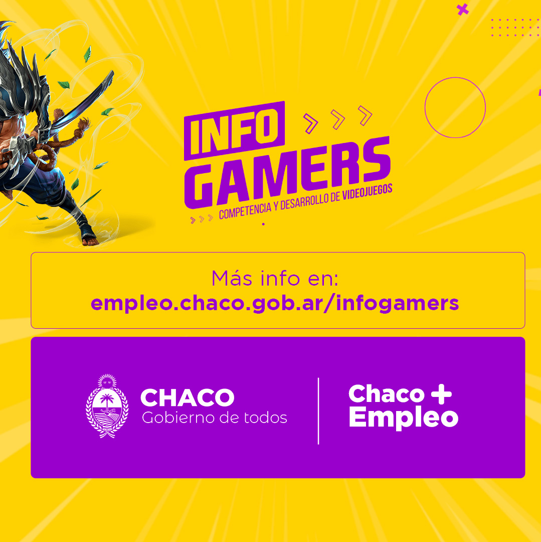 🧙‍♀️¿Te imaginás diseñar historias, desafíos y aventuras? ¿Soñás con desarrollar tus propios videojuegos?
⌨️¡#InfoGamers es para vos!  Y desde <a href="/empleochaco/">Empleo Chaco</a> sueños son nuestros sueños. 
🕹️Desarrollá Videojuegos, desarrollá Conocimiento desde Chaco al mundo👉 empleo.chaco.gob.ar/infogamers