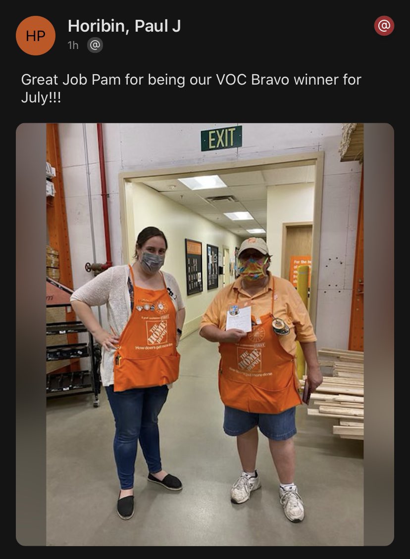 Way to go, Pam! <a href="/HomeDepot4287/">Home Depot 4287</a> <a href="/4287Pro/">Pro Desk 4287</a> <a href="/DeniseB4287/">Denise Bilotti</a> <a href="/horibin/">Paul Horibin</a> <a href="/corelli189/">Lori Corelli</a>