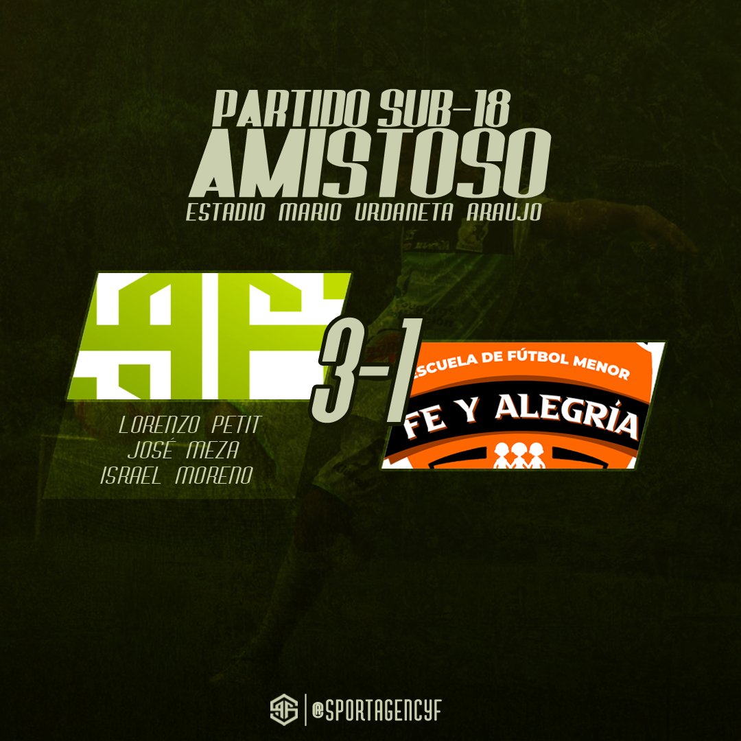 SportAgencyF's tweet photo. ¡𝗩𝗶𝗰𝘁𝗼𝗿𝗶𝗮 𝗮𝗻𝘁𝗲 𝗹𝗼𝘀 "𝗻𝗮𝗿𝗮𝗻𝗷𝗮𝘀"! ⚽️🔝

En duelo disputado en el Estadio Mario Urdaneta Araujo de El Milagro, nuestro equipo Sub-18 derrotó a Fe y Alegría FC tres tantos contra uno. 🏟

¡Seguimos sumando minutos! ⚡

#ProyectoSAF 💚 https://t.co/12TvWuByBt