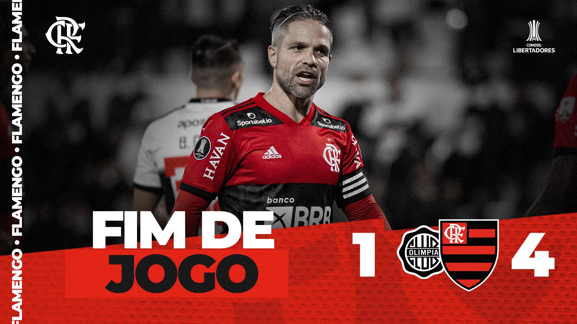 Flamengo on X: FIMMMMMMMMMMMMMMMM DE JOGO NO PARAGUAI! O Mengão goleia o  Olimpia por 4 a 1 com gols de Arrascaeta, Gabigol (2) e Vitinho no jogo de  ida das quartas de