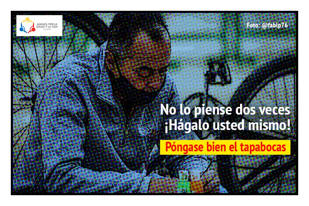 AlianzaSyV's tweet photo. En todos los entornos públicos #UsarTapabocaEsCuestionDeVida y es obligatorio. En la calle, en el transporte público, paraderos, centros comerciales y en espacios cerrados con más de tres personas. #SARSCoV2 #Covid19Colombia #VarianteDeltaColombia  https://t.co/VQLQHkXX9y https://t.co/EuA84nKbAc