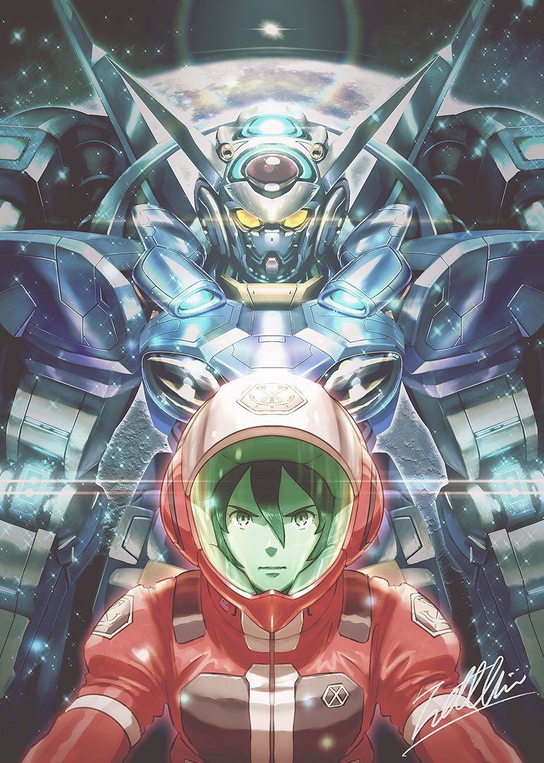 mecha robot no humans v-fin glowing weapon mobile suit  illustration images