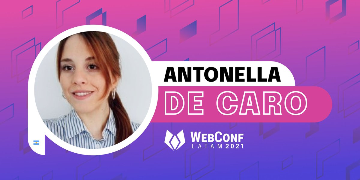 WebConfLATAM's tweet photo. Antonella de Caro es Ingeniera Electrónica, CloudOps y DevOps en Wiru, en el equipo @NaranjaX Engineering. https://t.co/cmFckwae2l