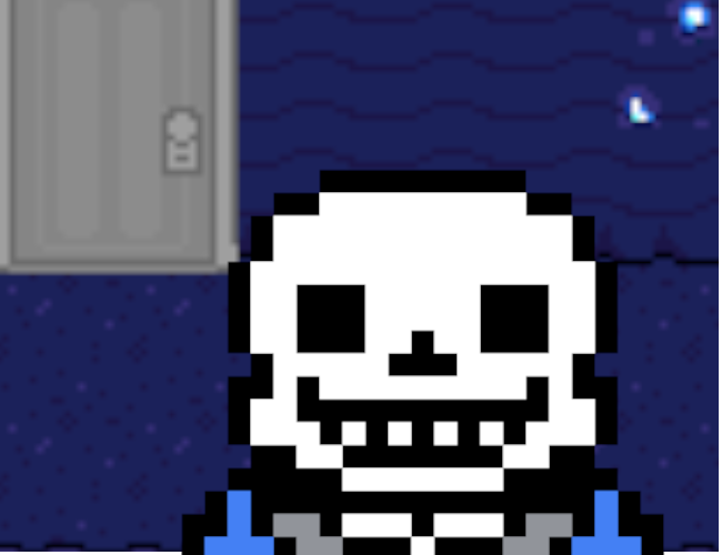 SansBased's tweet image. heh....found this door while patrolling.....cant care about going in though......papyrus is hanging out with the human and undyne....-s