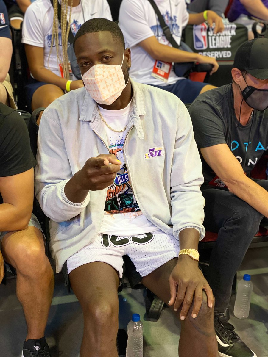 NBA's tweet photo. 👋 @DwyaneWade takes in @utahjazz action at #NBASummer! https://t.co/mVXKtKulby