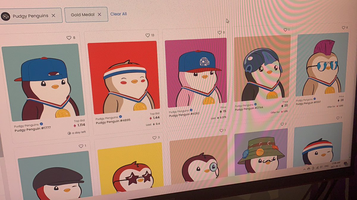 Check opensea, the cheapest gold medal penguin is now 15ETH. This is now a 15ETH nft giveaway. Is about 48K usd giveaway.