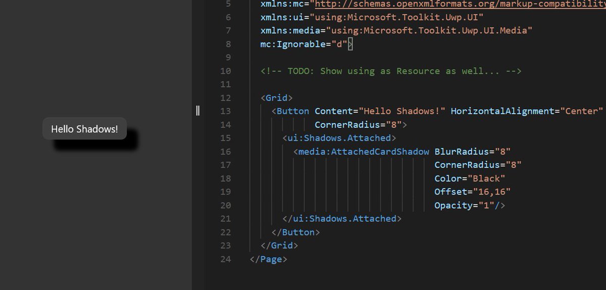 Is this a 🦙 dream? #UWP #WindowsDev look how simple adding shadows in # ...