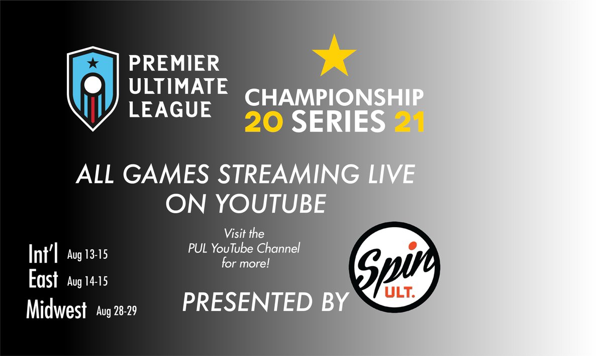PremierUltimate's tweet image. 🚨STREAM ALERT🚨
We're stoked to announce that ALL GAMES of the #2021PULChampSeries will be streamed LIVE on 
@YouTube, brought to you by @SpinUltimate + 
@Ultiworld!
👇
SUBSCRIBE to our channel below and hit that notification bell🔔to catch the action!
🎥:youtube.com/c/PremierUltim…
