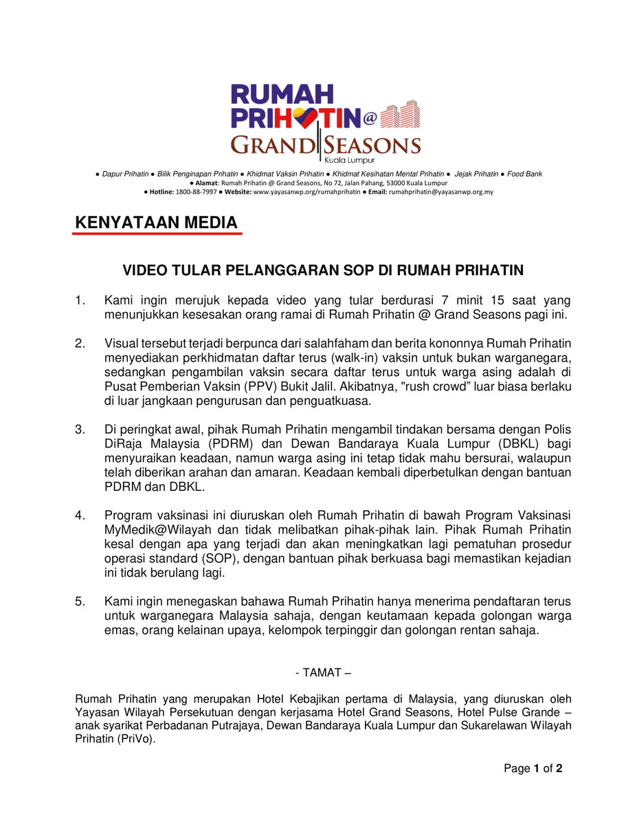 PRIVOWP's tweet photo. KENYATAAN MEDIA

VIDEO TULAR PELANGGARAN SOP DI RUMAH PRIHATIN

#PriVo #privowp #wilayahprihatin #kitajagakita #rumahprihatin 

@rumahprihatinwp @tunfaisal @irwanyouth @AnnuarMusa @SubashCBose6 @kw_seriwilayah @UMonline @kosmo_online @SinarOnline @JaPenWPKL https://t.co/Twb8pu6kgm