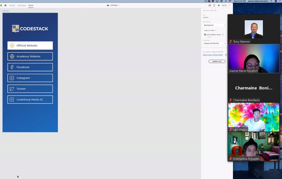 CodeStackStkn's tweet image. CodeStack Meetup Recap! Our UI/UX expert Joanne taught us how use Adobe XD to create a prototype of the popular LinkTree style app and then convert it into a website. Thanks to all who attended! If you missed this class, please check out our Meetups at YouTube.CodeStack.org