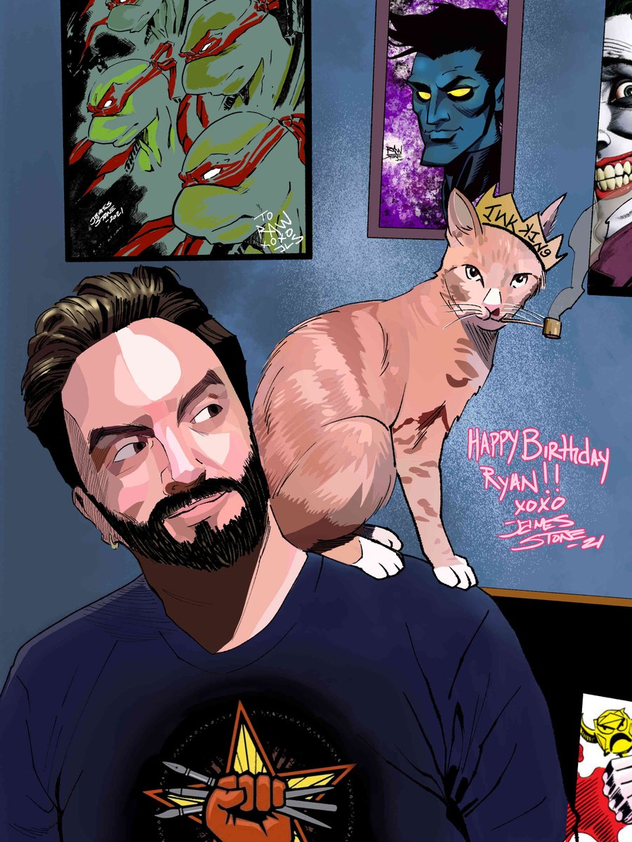 JamesLeeStone's tweet photo. Happiest of Birthday's to the Ink King himself, @ryanwinn one of the coolest cats I know! (except his cat)
#digitalart #fanart #makefriends #godooneyourself #inkking # https://t.co/U3t9lBf3uE
